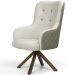 Kit 02 Poltronas Decorativas Giratória de Madeira Valentina D02 Tressê Linho Bege A-41 - Lyam Decor