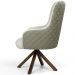 Kit 02 Poltronas Decorativas Giratória de Madeira Valentina D02 Tressê Linho Bege A-41 - Lyam Decor