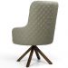 Kit 02 Poltronas Decorativas Giratória de Madeira Valentina D02 Tressê Linho Bege A-41 - Lyam Decor