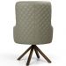 Kit 02 Poltronas Decorativas Giratória de Madeira Valentina D02 Tressê Linho Bege A-41 - Lyam Decor