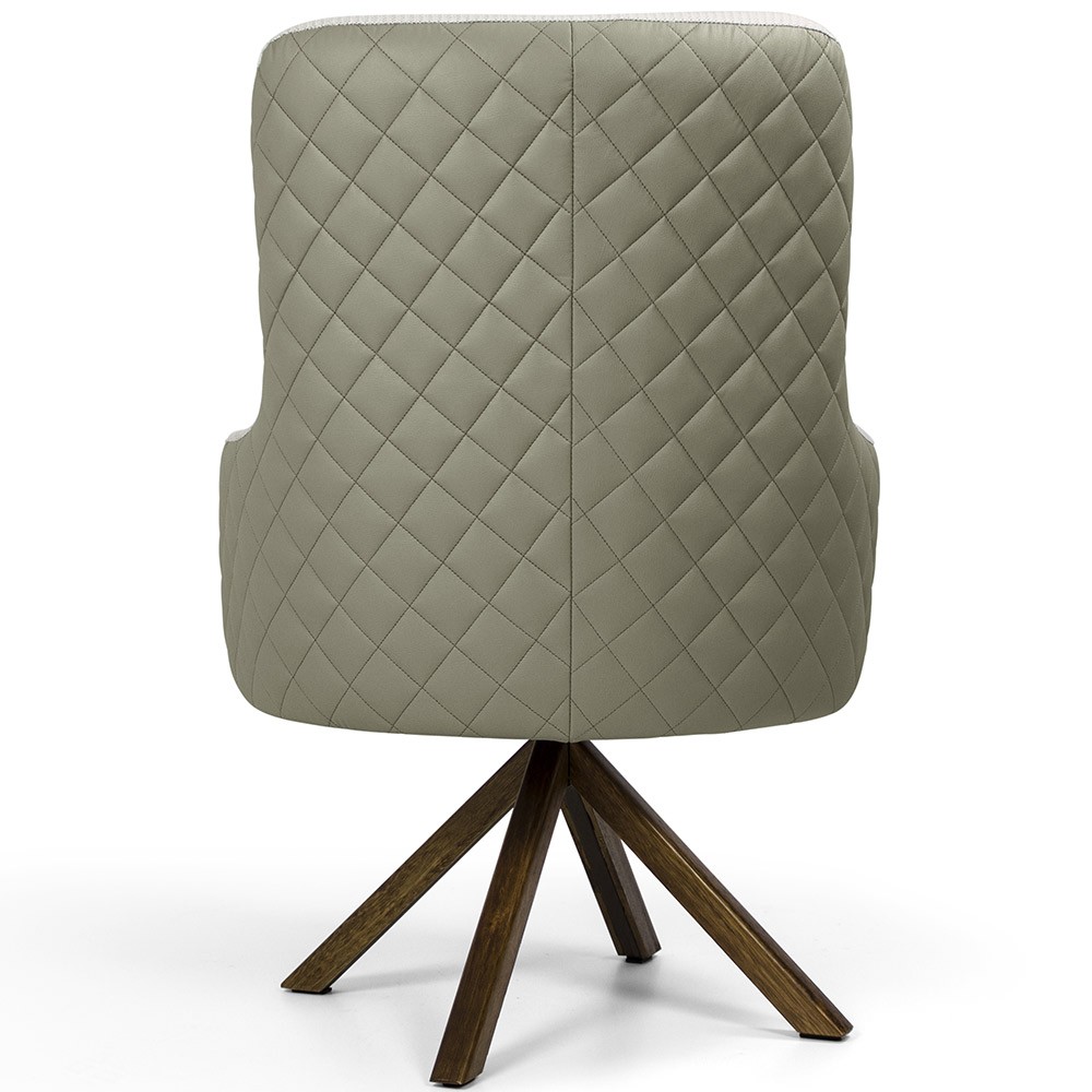 Kit 02 Poltronas Decorativas Giratória de Madeira Valentina D02 Tressê Linho Bege A-41 - Lyam Decor