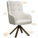 Kit 02 Poltronas Decorativas Giratória de Madeira Valentina D02 Tressê Linho Bege A-41 - Lyam Decor