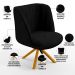 Kit 02 Poltronas Decorativas Munique D02 Base Giratória de Madeira Linho Chumbo C-465 - Lyam Decor