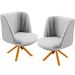 Kit 02 Poltronas Decorativas Munique D02 Base Giratória de Madeira Linho Cinza D-315 - Lyam Decor