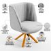 Kit 02 Poltronas Decorativas Munique D02 Base Giratória de Madeira Linho Cinza D-315 - Lyam Decor