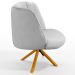 Kit 02 Poltronas Decorativas Munique D02 Base Giratória de Madeira Linho Cinza D-315 - Lyam Decor