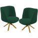 Kit 02 Poltronas Decorativas Munique D02 Base Giratória de Madeira Veludo Verde C-303 - Lyam Decor