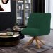 Kit 02 Poltronas Decorativas Munique D02 Base Giratória de Madeira Veludo Verde C-303 - Lyam Decor