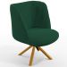 Kit 02 Poltronas Decorativas Munique D02 Base Giratória de Madeira Veludo Verde C-303 - Lyam Decor