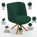 Kit 02 Poltronas Decorativas Munique D02 Base Giratória de Madeira Veludo Verde C-303 - Lyam Decor