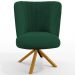 Kit 02 Poltronas Decorativas Munique D02 Base Giratória de Madeira Veludo Verde C-303 - Lyam Decor