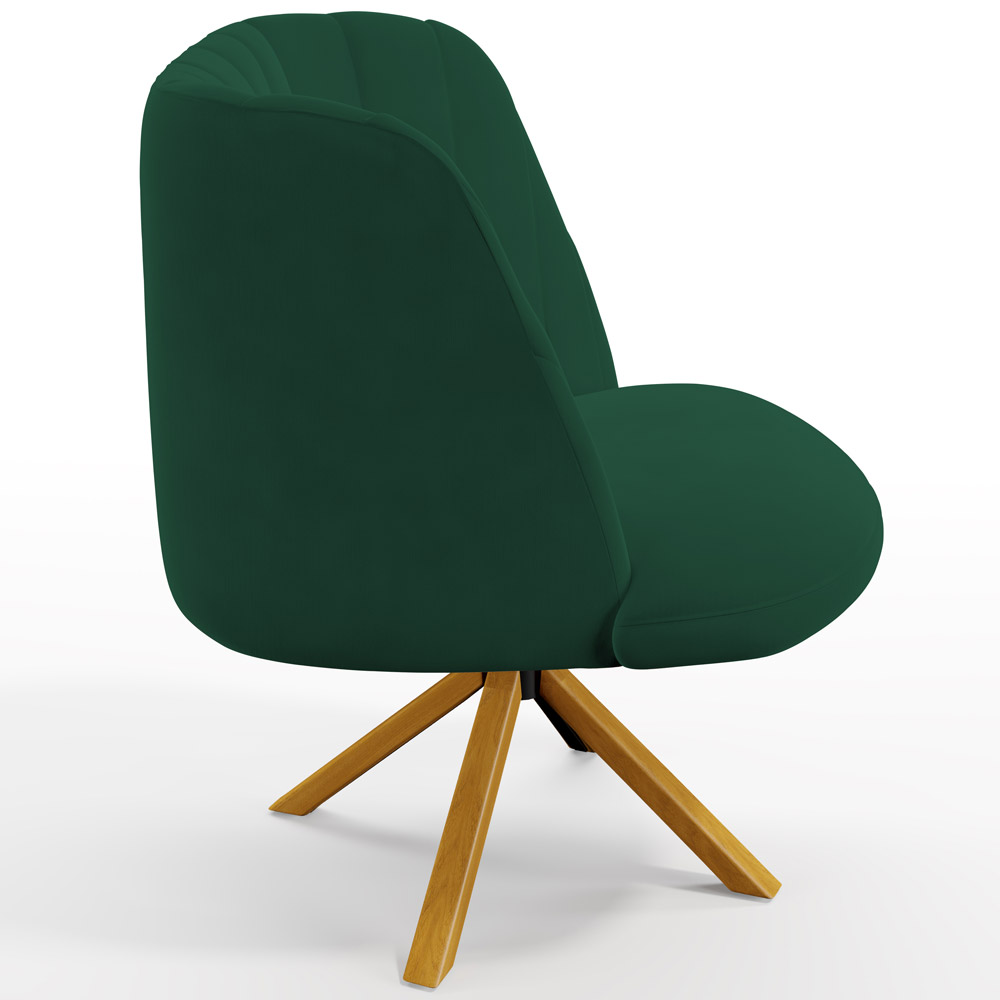 Kit 02 Poltronas Decorativas Munique D02 Base Giratória de Madeira Veludo Verde C-303 - Lyam Decor