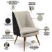 Kit 02 Poltronas Decorativas Pérsia  Pés Palito D02 Linho Bege C-107 Corano Preto B-97 - Lyam Decor