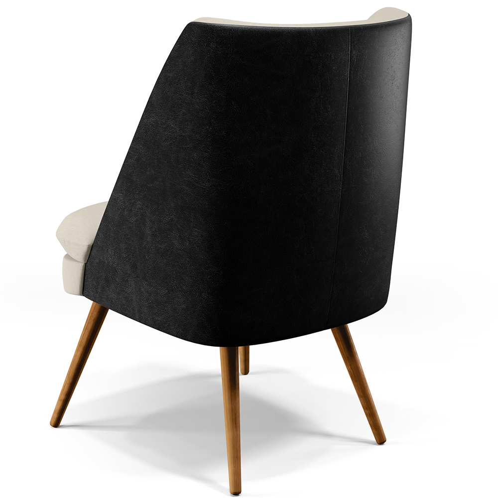 Kit 02 Poltronas Decorativas Pérsia  Pés Palito D02 Linho Bege C-107 Corano Preto B-97 - Lyam Decor