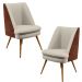 Kit 02 Poltronas Decorativas Pérsia Pés Palito D02 Linho Bege C-107 Corano Marrom B-38 - Lyam Decor