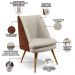 Kit 02 Poltronas Decorativas Pérsia Pés Palito D02 Linho Bege C-107 Corano Marrom B-38 - Lyam Decor