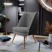 Kit 02 Poltronas Decorativas Pérsia Pés Palito D02 Veludo Cinza C-317 Corano Preto B-97 - Lyam Decor