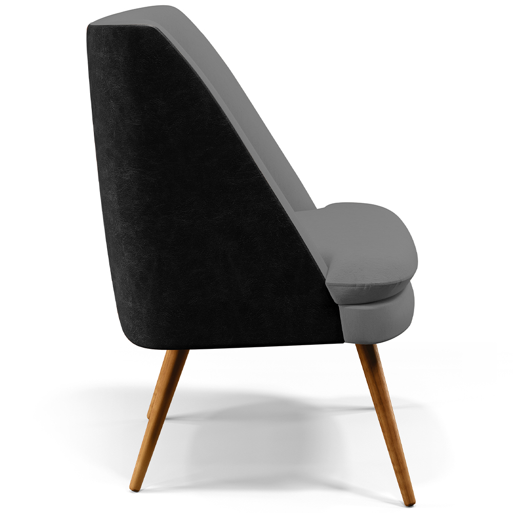 Kit 02 Poltronas Decorativas Pérsia Pés Palito D02 Veludo Cinza C-317 Corano Preto B-97 - Lyam Decor