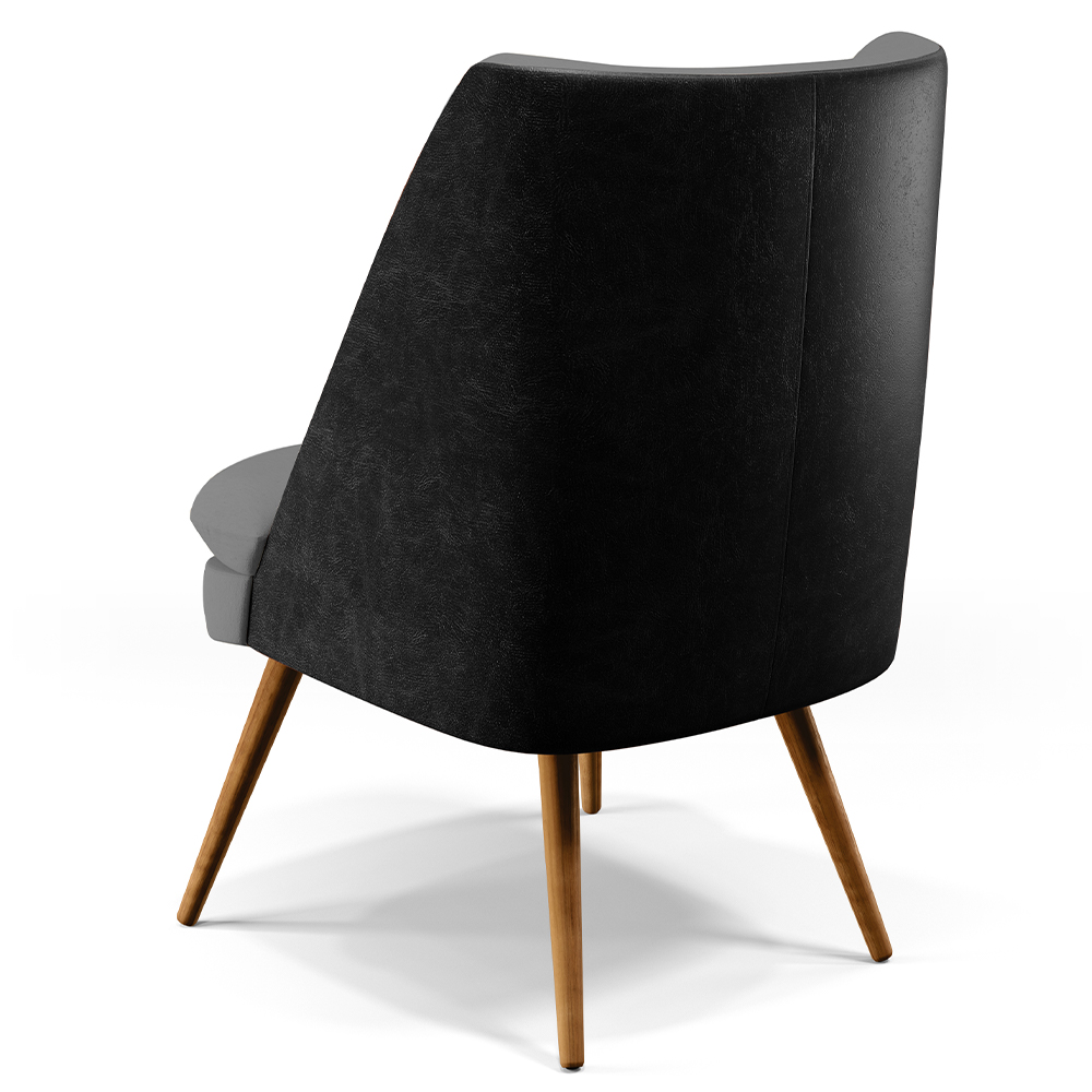 Kit 02 Poltronas Decorativas Pérsia Pés Palito D02 Veludo Cinza C-317 Corano Preto B-97 - Lyam Decor