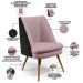 Kit 02 Poltronas Decorativas Pérsia Pés Palito D02 Veludo Rosê C-305 Corano Preto B-97 - Lyam Decor