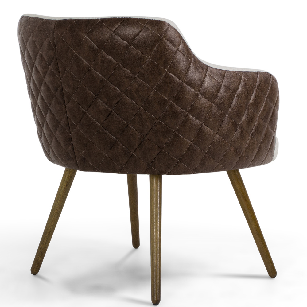 Kit 02 Poltronas Decorativas Pés Palito Jade D02 Linho Bege C-107 Tressê Corano Marrom - Lyam Decor