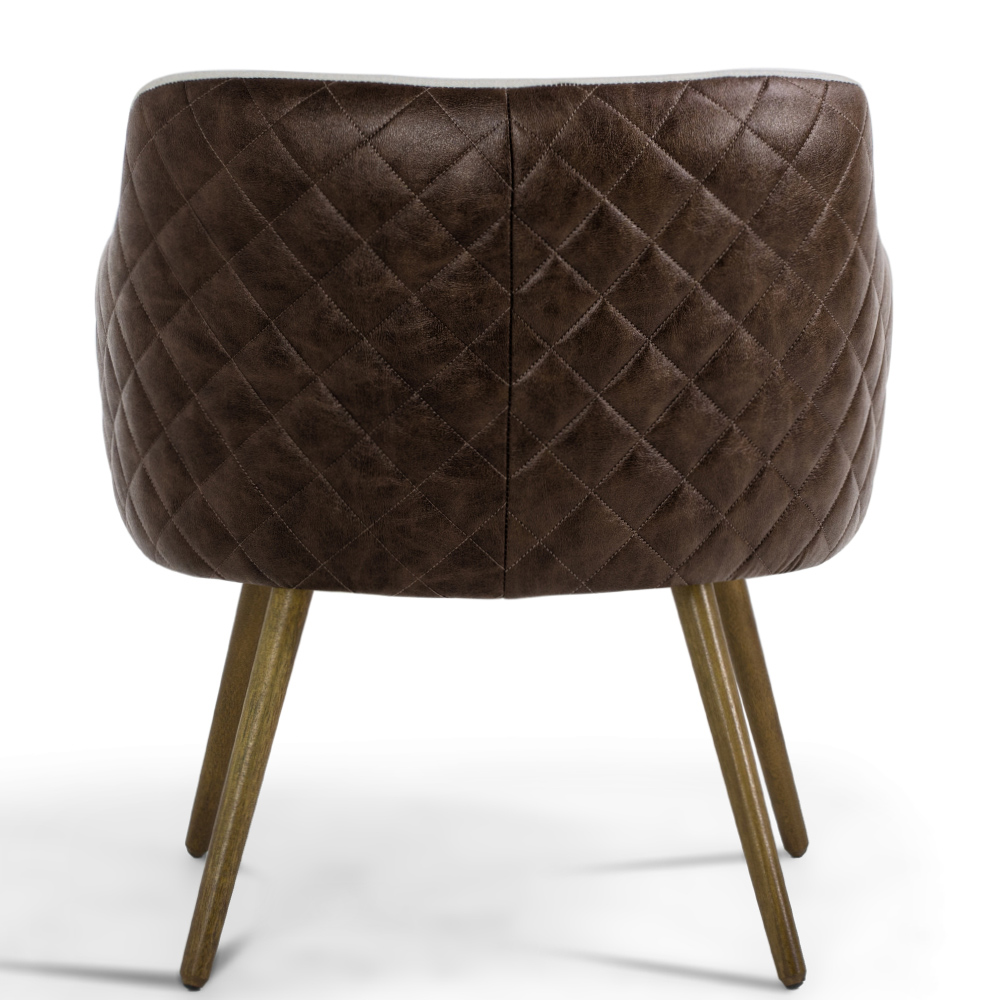 Kit 02 Poltronas Decorativas Pés Palito Jade D02 Linho Bege C-107 Tressê Corano Marrom - Lyam Decor