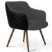 Kit 02 Poltronas Decorativas Pés Palito Jade D02 Linho Cinza C-416 Tressê Corano Preto - Lyam Decor