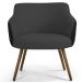 Kit 02 Poltronas Decorativas Pés Palito Jade D02 Linho Cinza C-416 Tressê Corano Preto - Lyam Decor