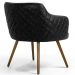 Kit 02 Poltronas Decorativas Pés Palito Jade D02 Linho Cinza C-416 Tressê Corano Preto - Lyam Decor