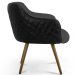 Kit 02 Poltronas Decorativas Pés Palito Jade D02 Linho Cinza C-416 Tressê Corano Preto - Lyam Decor