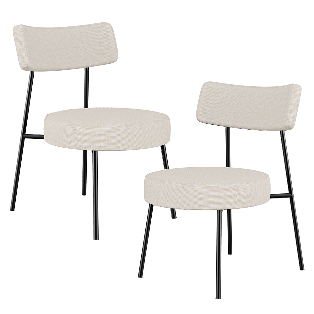 Kit 02 Poltronas Decorativas Para Sala De Estar Base Fixa Londres F01 Linho Bege - Lyam Decor
