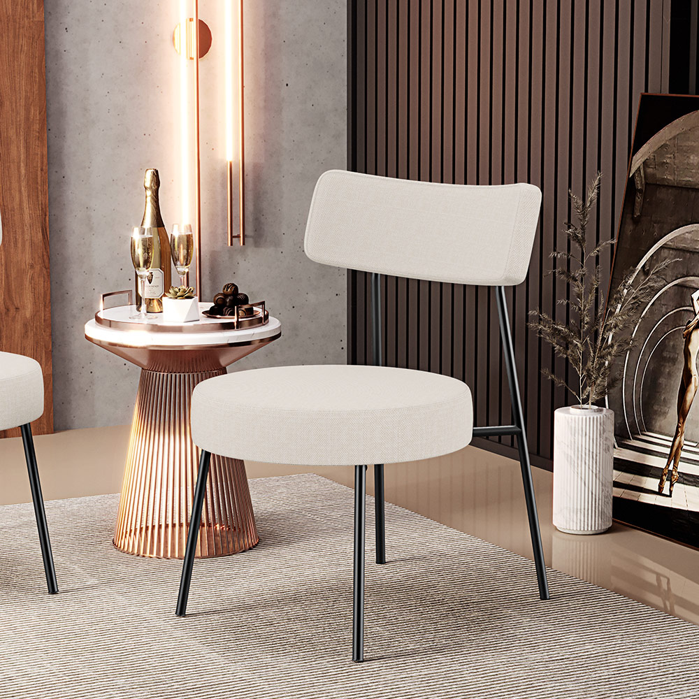 Kit 02 Poltronas Decorativas Para Sala De Estar Base Fixa Londres F01 Linho Bege - Lyam Decor
