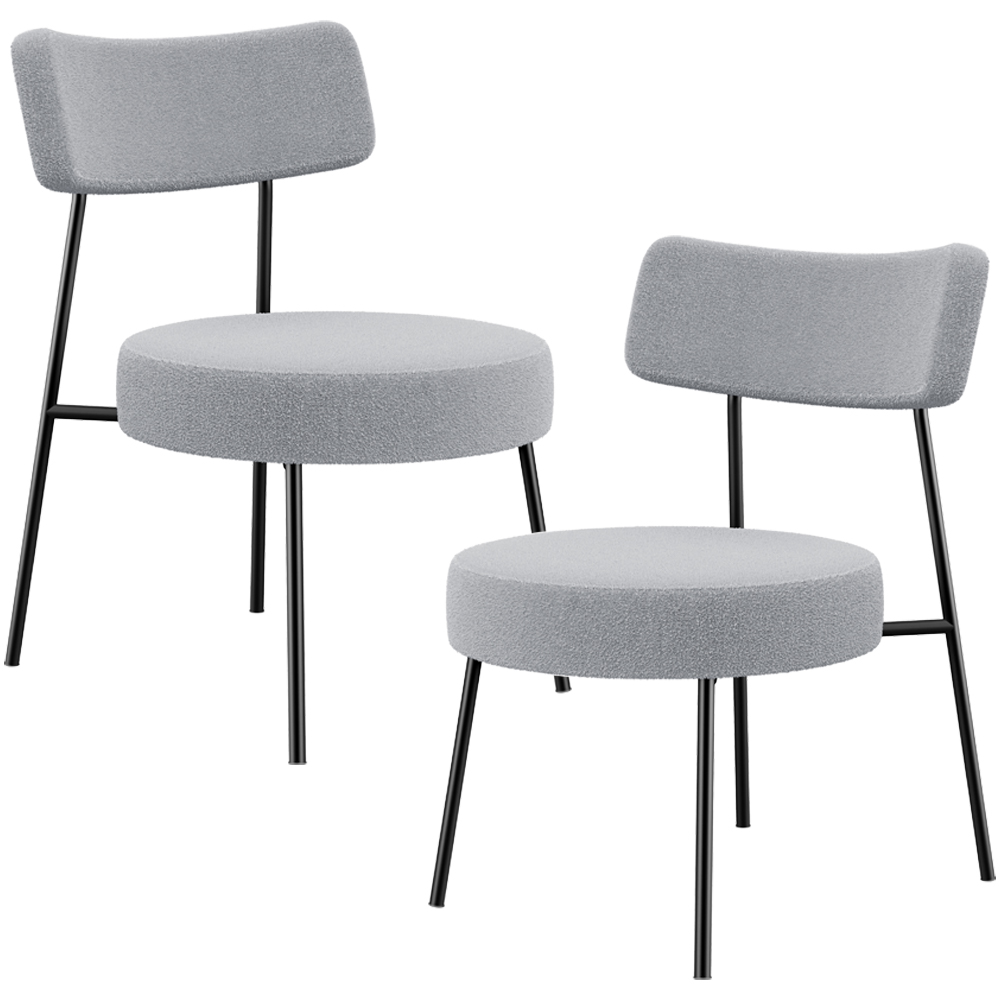 Kit 02 Poltronas Decorativas Para Sala De Estar Base Fixa Londres L02 Bouclê Cinza - Lyam