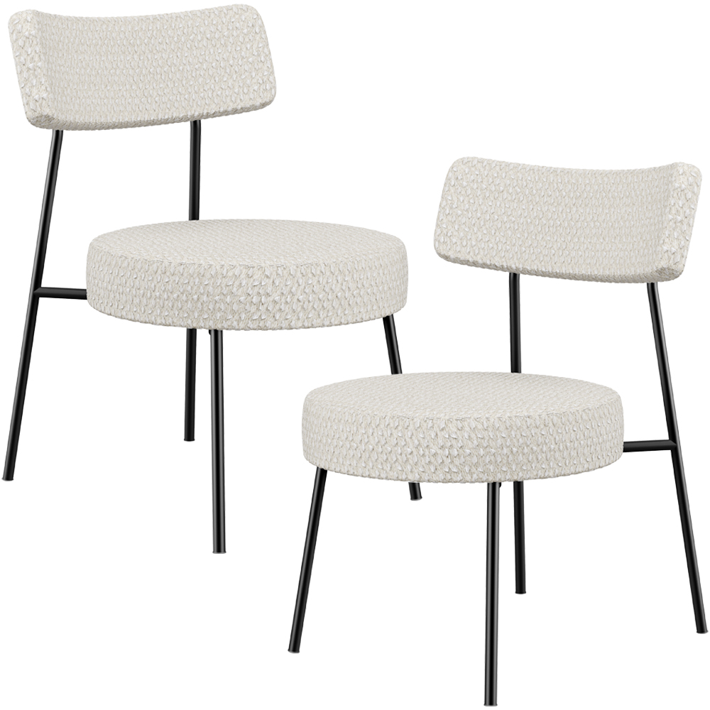 Kit 02 Poltronas Decorativas Para Sala De Estar Base Fixa Londres L02 Bouclê Cru - Lyam