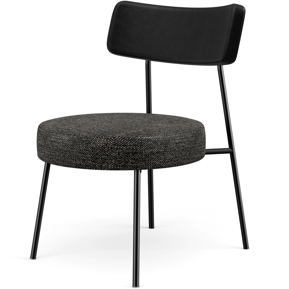 Kit 02 Poltronas Decorativas Para Sala De Estar Base Fixa Londres L02 Couríssimo Preto Linho Chumbo - Lyam