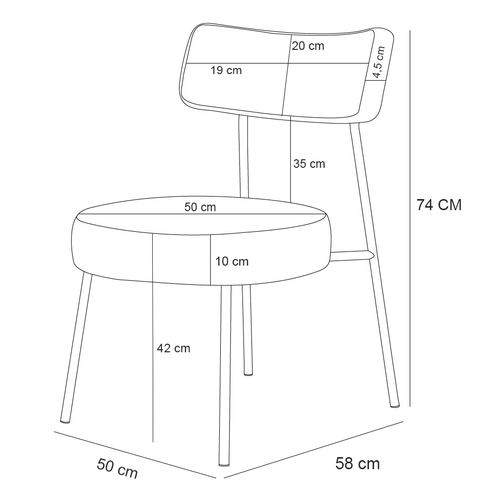 Kit 02 Poltronas Decorativas Para Sala De Estar Base Fixa Londres L02 Couríssimo Preto Linho Chumbo - Lyam