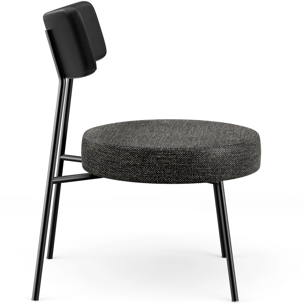 Kit 02 Poltronas Decorativas Para Sala De Estar Base Fixa Londres L02 Couríssimo Preto Linho Chumbo - Lyam