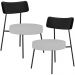 Kit 02 Poltronas Decorativas Para Sala De Estar Base Fixa Londres L02 Couríssimo Preto Linho Cinza - Lyam