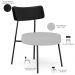 Kit 02 Poltronas Decorativas Para Sala De Estar Base Fixa Londres L02 Couríssimo Preto Linho Cinza - Lyam