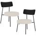 Kit 02 Poltronas Decorativas Para Sala De Estar Base Fixa Londres L02 Couríssimo Preto Linho Cru - Lyam