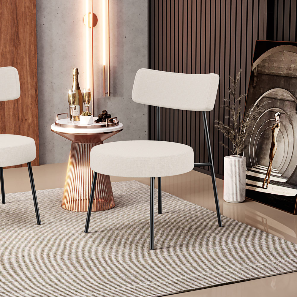 Kit 02 Poltronas Decorativas Para Sala De Estar Base Fixa Londres L02 Linho Bege - Lyam