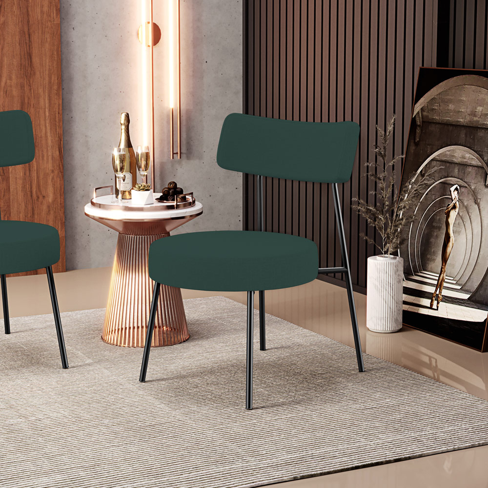 Kit 02 Poltronas Decorativas Para Sala De Estar Base Fixa Londres L02 Linho Verde Musgo - Lyam