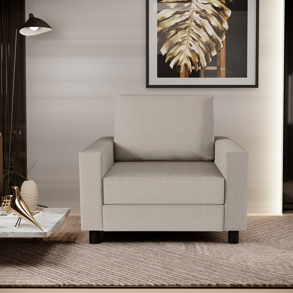 Kit 02 Poltronas Decorativas Para Sala De Estar E Recepção Malta L02 Linho Bege - Lyam Decor