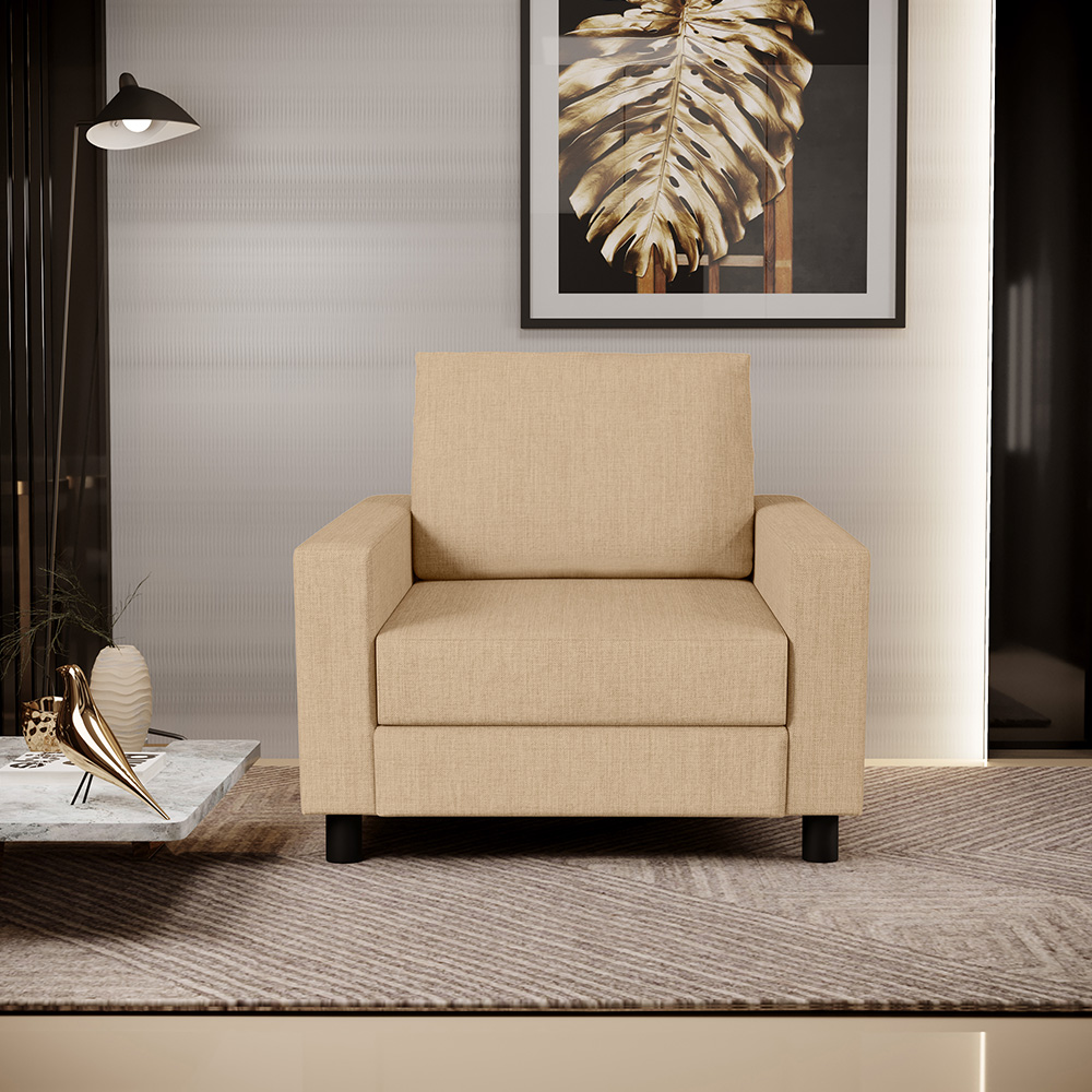 Kit 02 Poltronas Decorativas Para Sala De Estar E Recepção Malta L02 Linho Bege Escuro - Lyam Decor