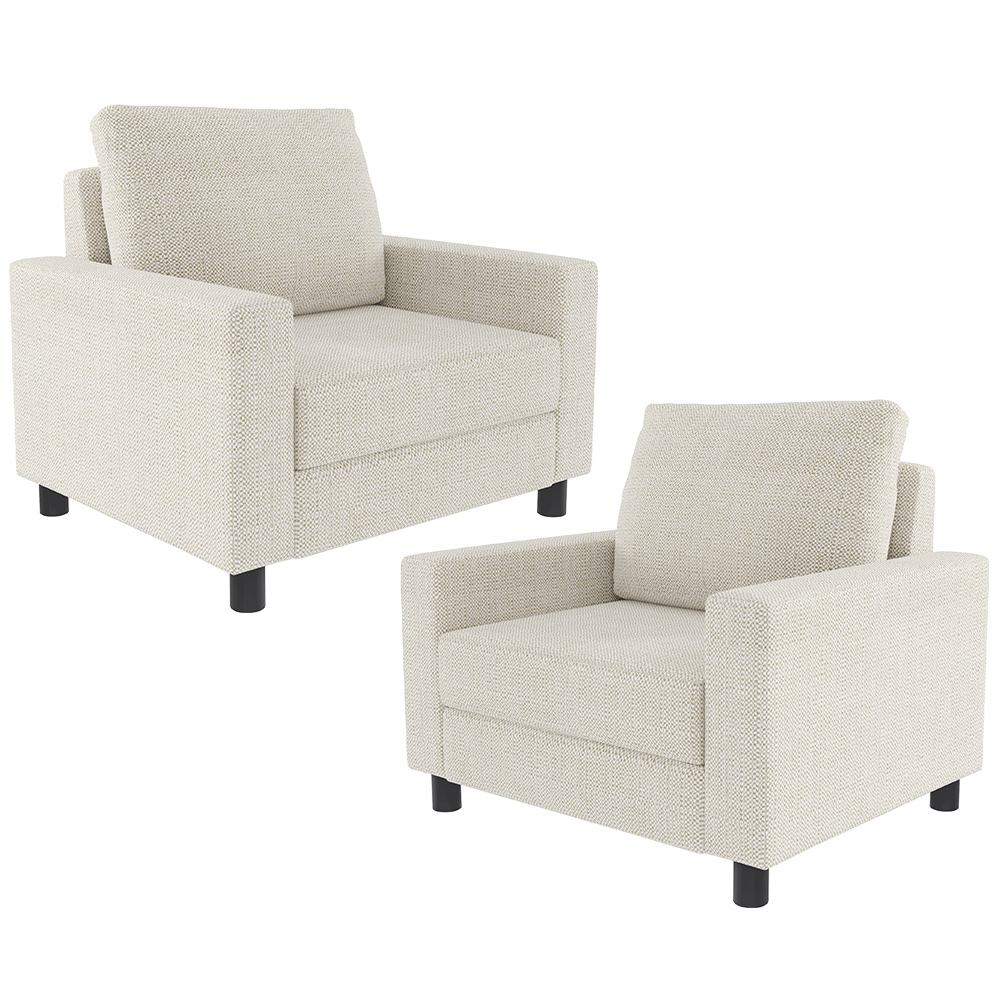 Kit 02 Poltronas Decorativas Para Sala De Estar E Recepção Malta L02 Linho Champagne - Lyam Decor