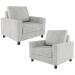 Kit 02 Poltronas Decorativas Para Sala De Estar E Recepção Malta L02 Linho Cinza - Lyam Decor