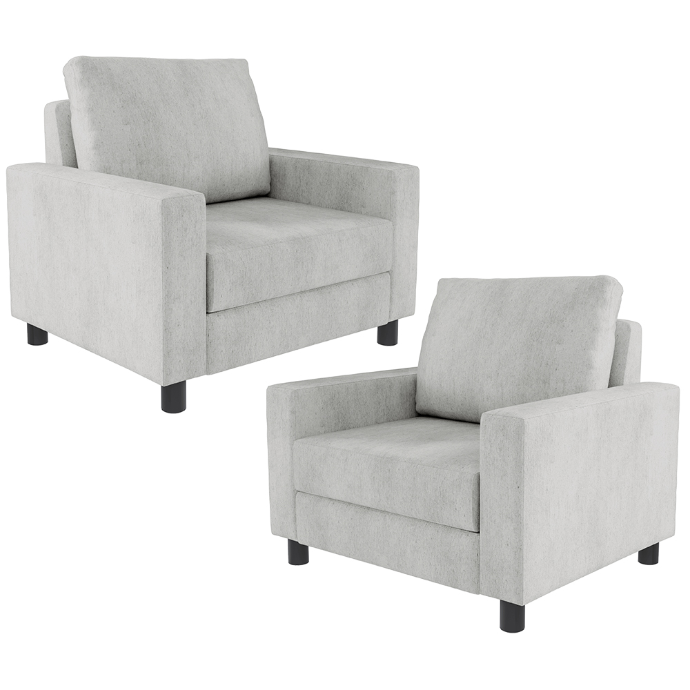 Kit 02 Poltronas Decorativas Para Sala De Estar E Recepção Malta L02 Linho Cinza - Lyam Decor
