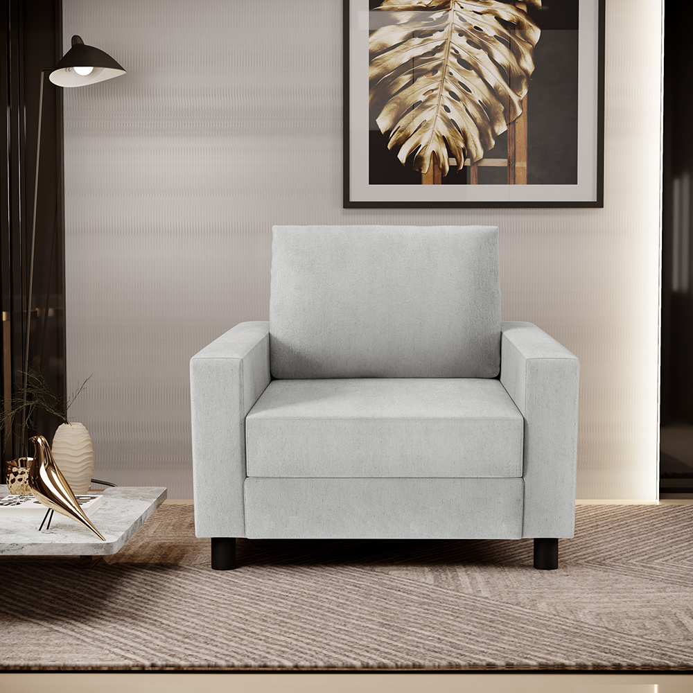 Kit 02 Poltronas Decorativas Para Sala De Estar E Recepção Malta L02 Linho Cinza - Lyam Decor