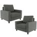 Kit 02 Poltronas Decorativas Para Sala De Estar E Recepção Malta L02 Linho Cinza Escuro - Lyam Decor