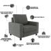 Kit 02 Poltronas Decorativas Para Sala De Estar E Recepção Malta L02 Linho Cinza Escuro - Lyam Decor